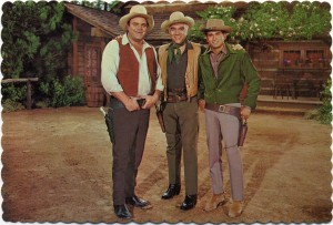 Hoss, Ben and Little Joe relax in front of the Ranch House, Ponderosa Ranch, Incline Village, Nevada       